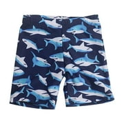 NAISIBABY Swim Trunks for Boys, Stretch Elastic Waist Quick Dry Graphic Beach Bathing Swim Shorts Blue 6-7T